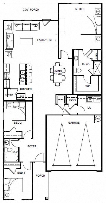 a floor plan of a house with three bedrooms and a bathroom